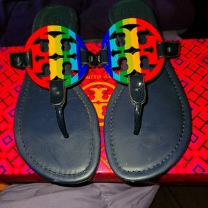 Multi color thong sandals